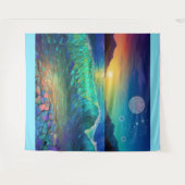 抽象芸術アズールシースケープ タペストリー (正面(横))