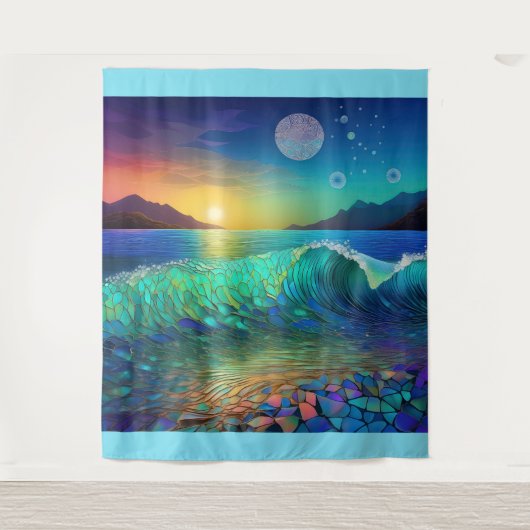 抽象芸術アズールシースケープ タペストリー (正面)