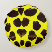 抽象芸術アニマルプリントレオパード水彩 ラウンドクッション (裏面)