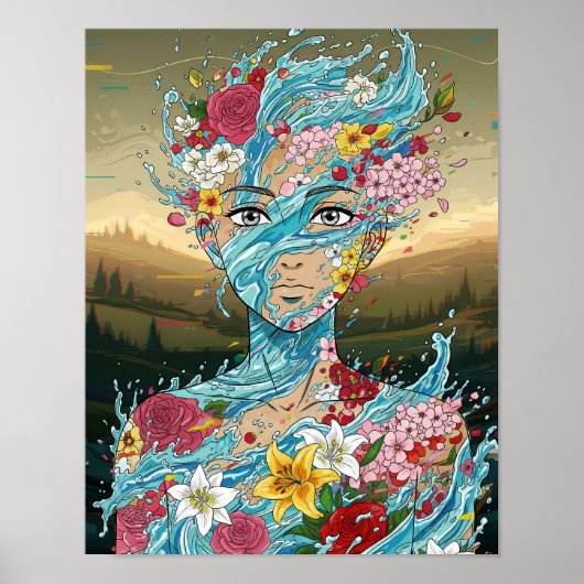 抽象芸術アニメ：水霊とフローラ開花 ポスター (正面)