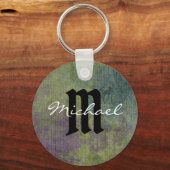 抽象芸術アパーソナライズされたートパープルブルーモダン キーホルダー (正面)