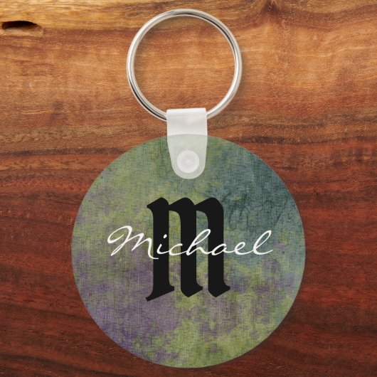 抽象芸術アパーソナライズされたートパープルブルーモダン キーホルダー (正面)