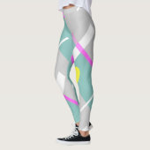 抽象芸術アファンキーートターコイズピンクパステルテーマ レギンス (左)