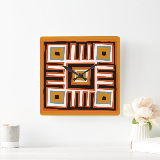 抽象芸術アフリカの幾何学模様 スクエア壁時計 (ホーム)