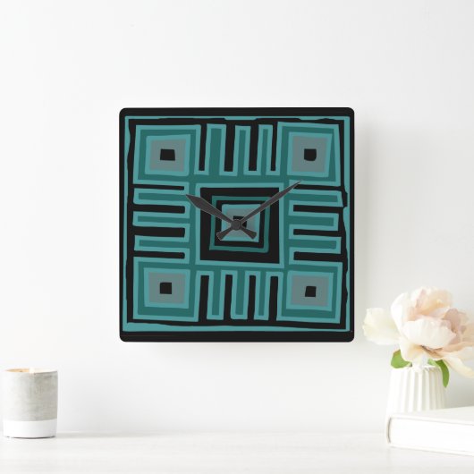 抽象芸術アフリカの幾何学模様 スクエア壁時計 (ホーム)
