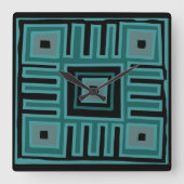 抽象芸術アフリカの幾何学模様 スクエア壁時計 (正面)