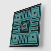 抽象芸術アフリカの幾何学模様 スクエア壁時計 (傾斜)