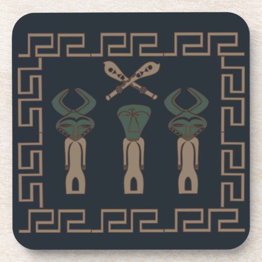 抽象芸術アフリカの部族の儀式シーンアート コースター (正面)