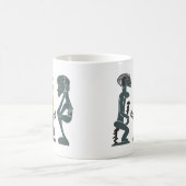 抽象芸術アフリカの部族の儀式シーンアート コーヒーマグカップ (中央)