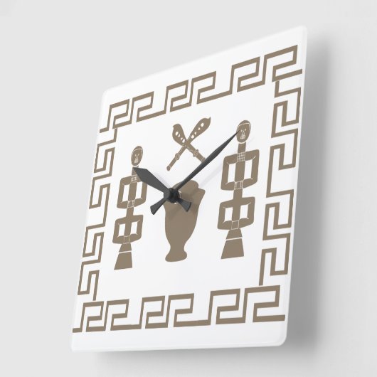 抽象芸術アフリカの部族の儀式シーンアート スクエア壁時計 (傾斜)