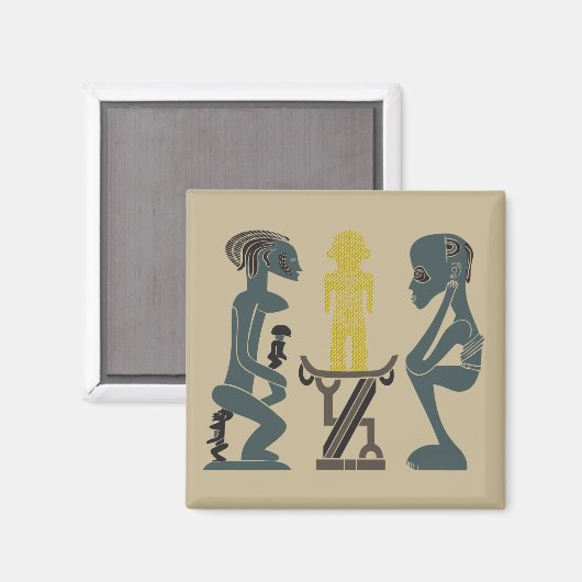 抽象芸術アフリカの部族の儀式シーンアート マグネット (正面/裏面)