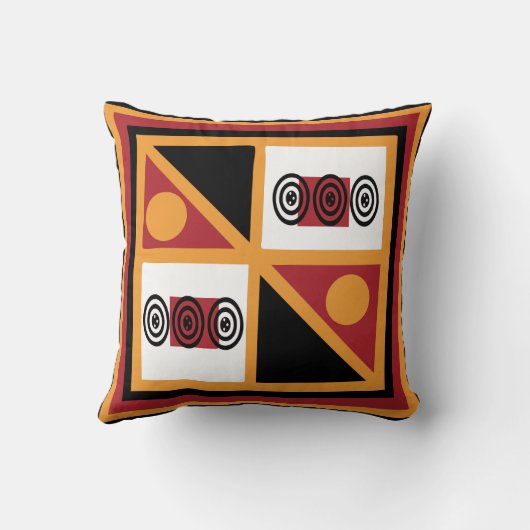 抽象芸術アフリカの部族の幾何学的パターン クッション (裏面)