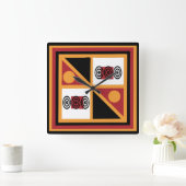 抽象芸術アフリカの部族の幾何学的パターン スクエア壁時計 (ホーム)