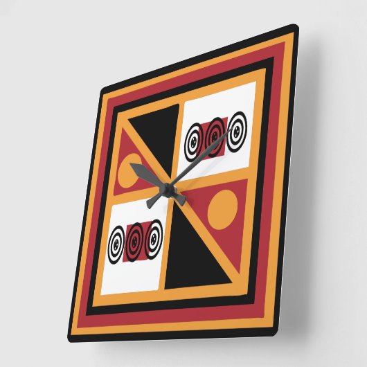 抽象芸術アフリカの部族の幾何学的パターン スクエア壁時計 (傾斜)