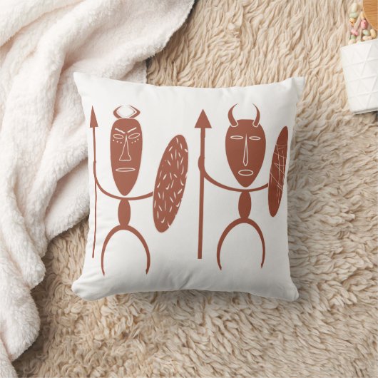 抽象芸術アフリカの部族の戦士アート クッション (ブランケット)