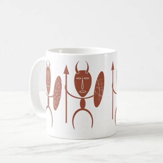 抽象芸術アフリカの部族の戦士アート コーヒーマグカップ (正面左)