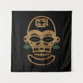 抽象芸術アフリカの部族マスクスケッチ タペストリー (正面)