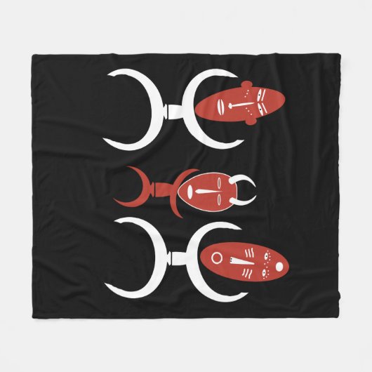 抽象芸術アフリカの部族踊り民族 フリースブランケット (正面(横))