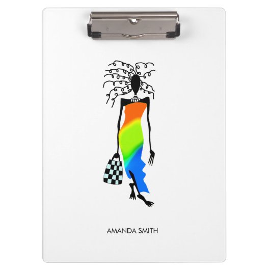 抽象芸術アフリカアートエレガント、ファッションレディ クリップボード (正面)