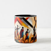 抽象芸術アフリカアートマサイジオメトリック ツートーンマグカップ (中央)