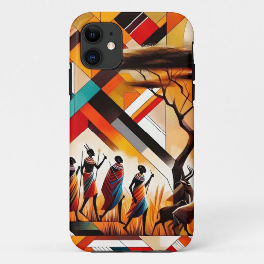 抽象芸術アフリカアートマサイジオメトリック Case-Mate iPhoneケース (裏面)