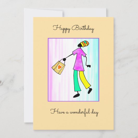 抽象芸術アフリカアート、ファッションレディ誕生日 カード (正面)