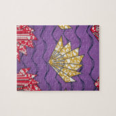 抽象芸術アフリカアート：紫の情熱の波 ジグソーパズル (横)