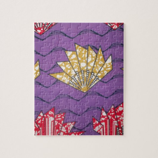 抽象芸術アフリカアート：紫の情熱の波 ジグソーパズル (縦)