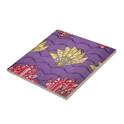 抽象芸術アフリカアート:紫の情熱の波 タイル (側面)