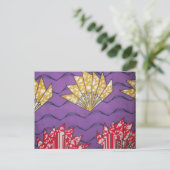 抽象芸術アフリカアート:紫の情熱の波 ポストカード (スタンド正面)