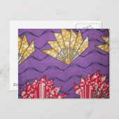 抽象芸術アフリカアート:紫の情熱の波 ポストカード (正面/裏面)