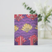 抽象芸術アフリカアート：紫の情熱の波 ポストカード (スタンド正面)