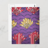 抽象芸術アフリカアート：紫の情熱の波 ポストカード (正面/裏面)