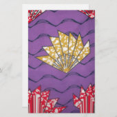 抽象芸術アフリカアート：紫の情熱の波 便箋 (正面/裏面)