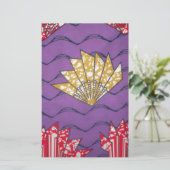 抽象芸術アフリカアート：紫の情熱の波 便箋 (スタンド正面)