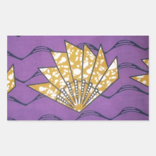 抽象芸術アフリカアート:紫の情熱の波 長方形シール (正面)