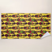 抽象芸術アフリカ姿赤イエローグリーン ビーチタオル (正面)