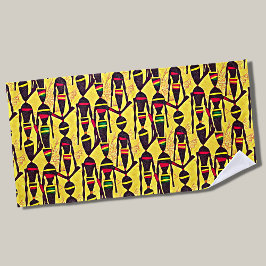 抽象芸術アフリカ姿、赤黄色 ビーチタオル