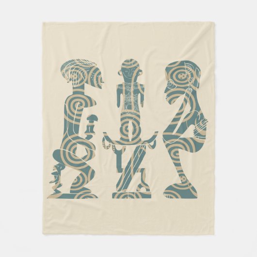 抽象芸術アフリカ部族ポートレート フリースブランケット (正面)