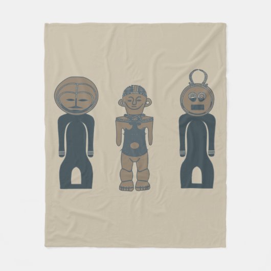 抽象芸術アフリカ部族ポートレート フリースブランケット (正面)