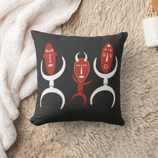 抽象芸術アフリカ部族踊りポートレート クッション (ブランケット)