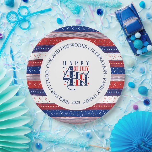 抽象芸術アメリカの7月4日のカスタム文字 ペーパープレート (パーティー)
