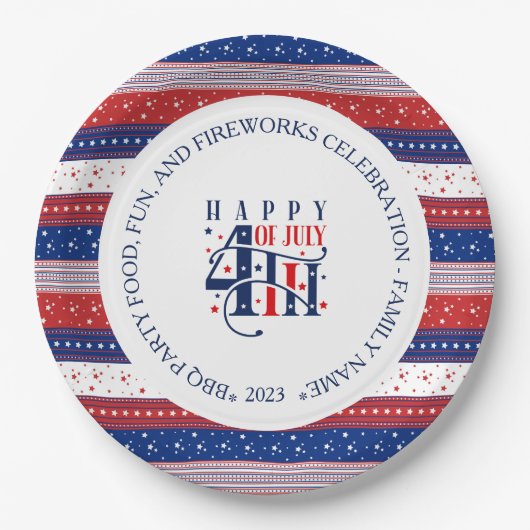 抽象芸術アメリカの7月4日のカスタム文字 ペーパープレート (正面)