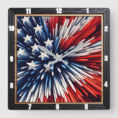 抽象芸術アメリカ国旗のデザイン スクエア壁時計 (正面)