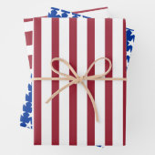 抽象芸術アメリカ国旗の赤白青スターストライプズ ラッピングペーパーシート (インサイチュ)