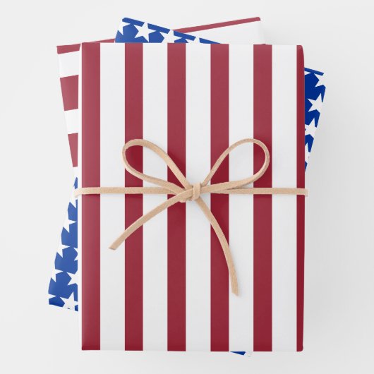 抽象芸術アメリカ国旗の赤白青スターストライプズ ラッピングペーパーシート (インサイチュ)