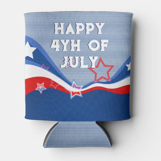 抽象芸術アメリカ国旗デザイン愛国的デザイン 缶クーラー (正面)