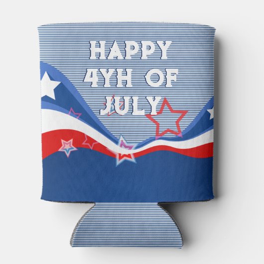 抽象芸術アメリカ国旗デザイン愛国的デザイン 缶クーラー (裏面)