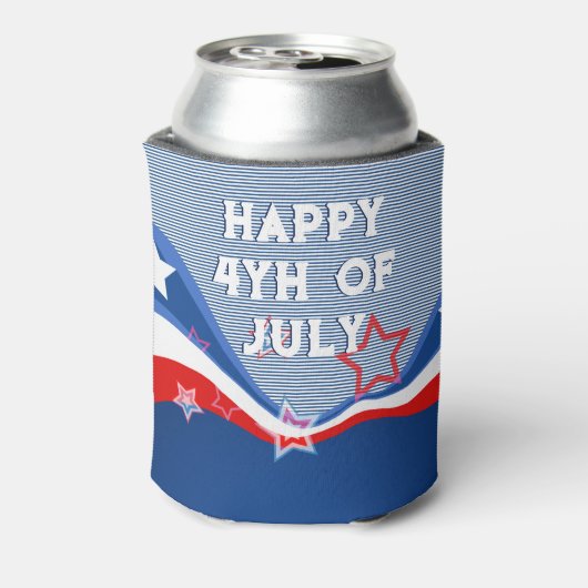 抽象芸術アメリカ国旗デザイン愛国的デザイン 缶クーラー (缶裏面)