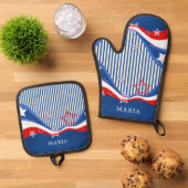 抽象芸術アメリカ国旗デザイン愛国的デザイン 鍋つかみ&鍋敷きセット (トップダウン)